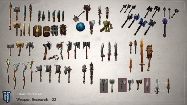 Aperçu d'un deuxième pack d'armes que l'on pourra avoir dans Hytale