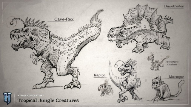 Croquis des créatures qu'on peut trouver dans la jungle et les tropiques
