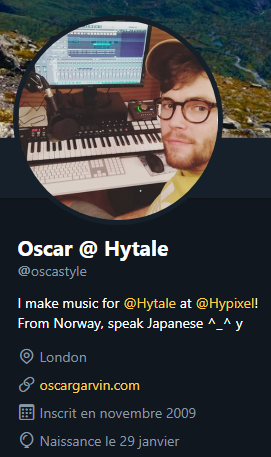 Copie d'écran du profil twitter d'Oscar Garvin