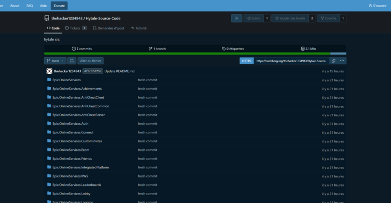 Un possible leak du client Hytale circule sur Codeberg Un possible leak du client Hytale circule sur Codeberg
